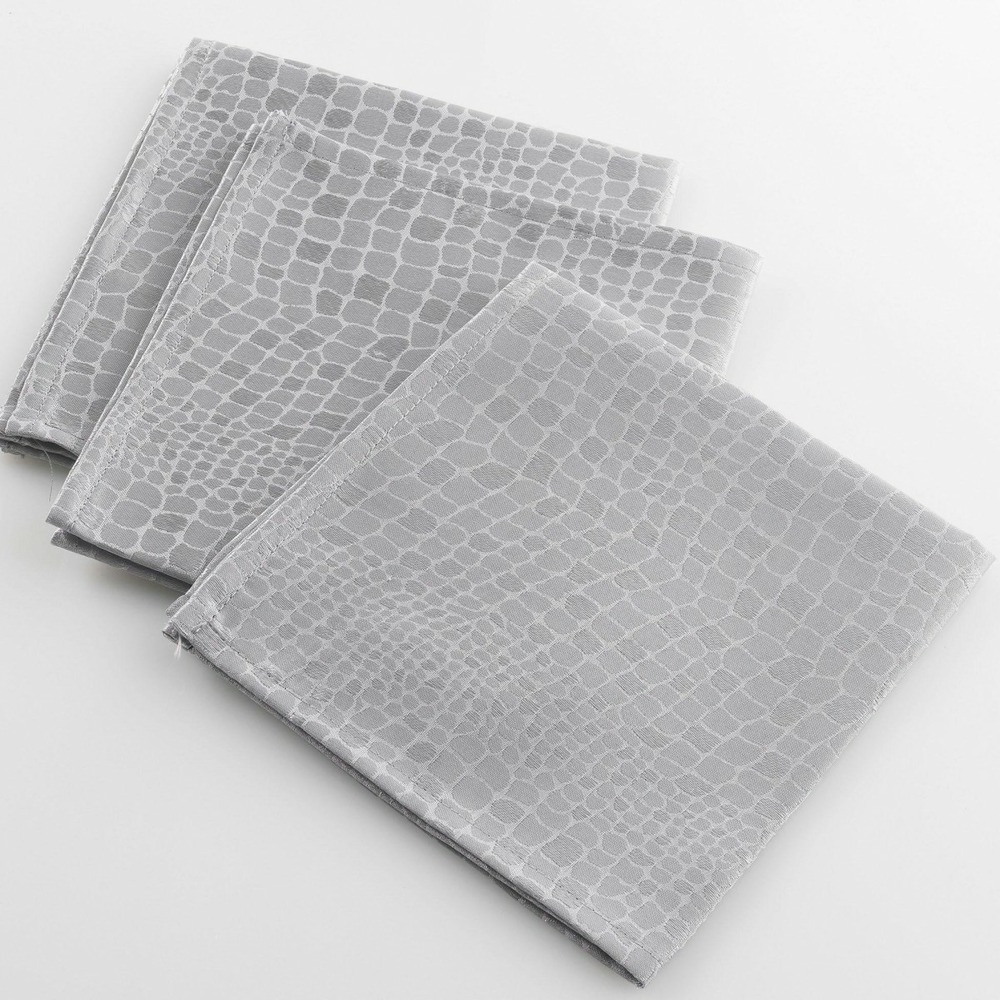 3 serviettes de table jacquard damasse serpentile gris 40 x 40 cm