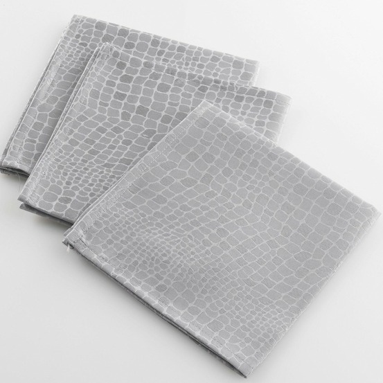 3 serviettes de table jacquard damasse serpentile gris 40 x 40 cm