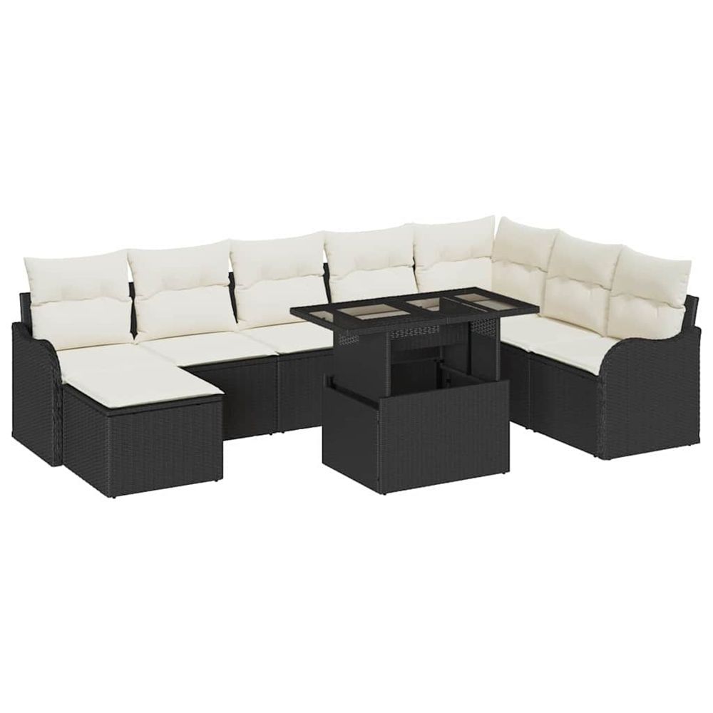 Ensemble de canapé de jardin 9 pc noir