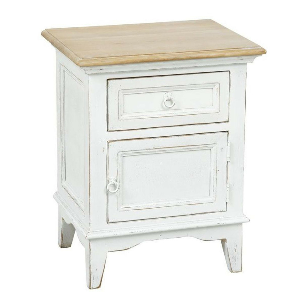 Table de chevet 1 tiroir 1 porte ouverture à droite bois blanc - esquisse interior's