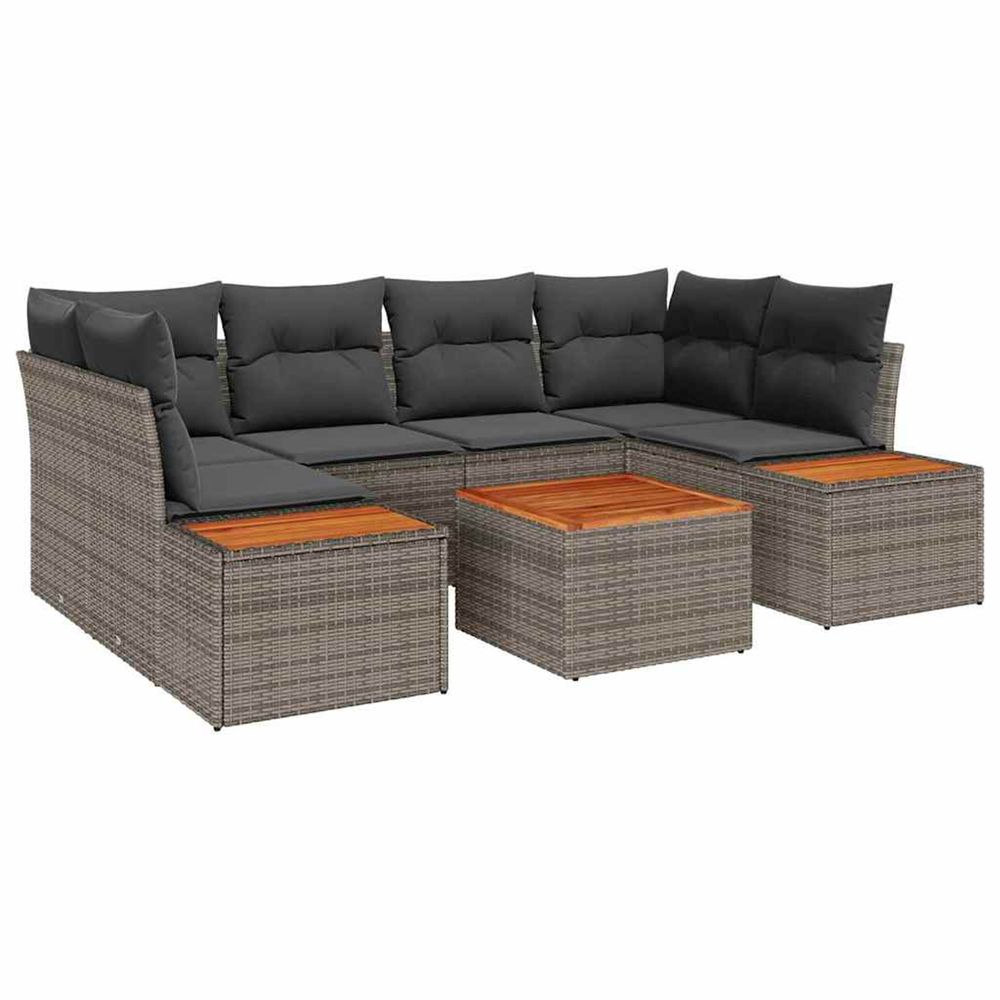 Ensemble de canapé de jardin 7 pc gris poly rotin