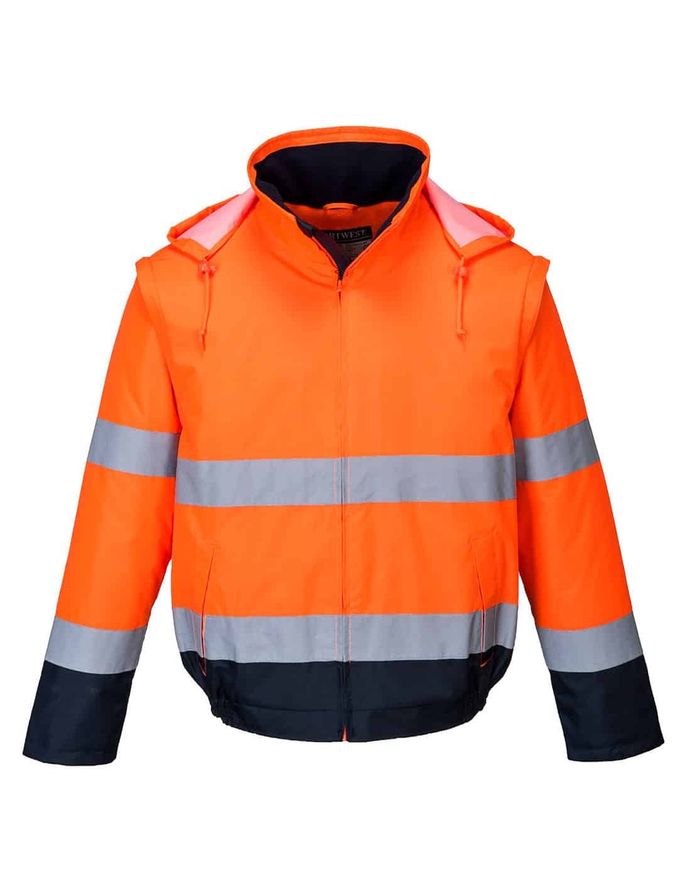 Blouson hv 2-en-1 hv doublé polaire couleur : orange/marine taille l - portwest