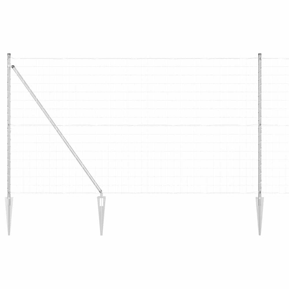 Clôture avec poteau argenté 1,5 x 10 m acier