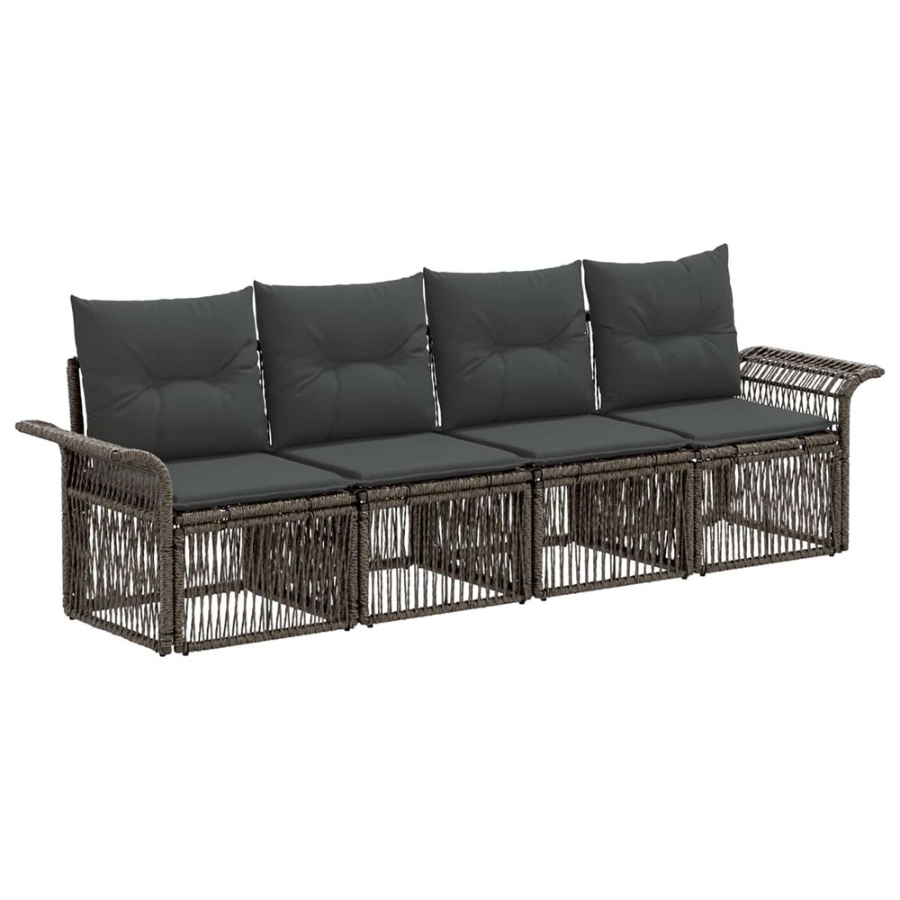 Ensemble de canapé de jardin 4 pc gris polyrotin