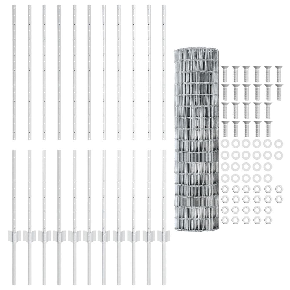 Clôture Euro Verte 1,2x25 M Avec 11 Poteaux - PVC Résistant Aux Intempéries Pour Jardin, Terrain, Sécurité - 10