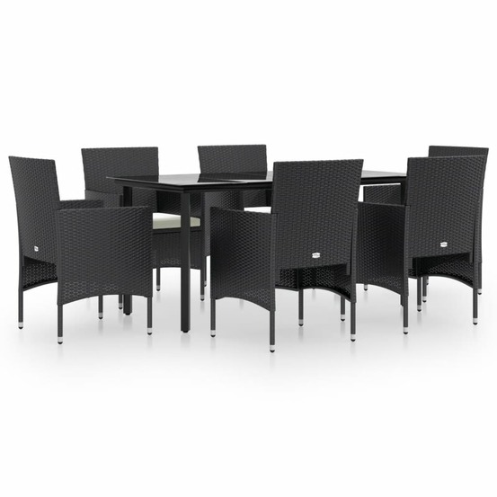 Ensemble à manger de jardin avec coussins 7 pcs noir