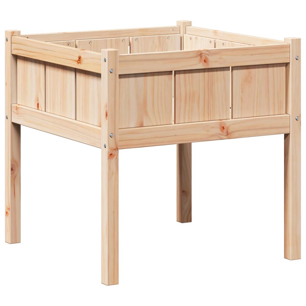 Cache-pot de jardin nature 70 x 70 x 70 cm bois de pin massif