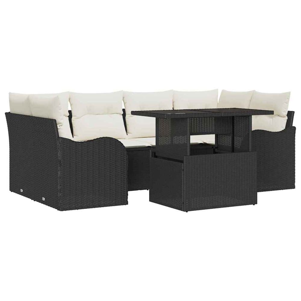 Ensemble de canapé de jardin 7 pc 6-nombre de places noir