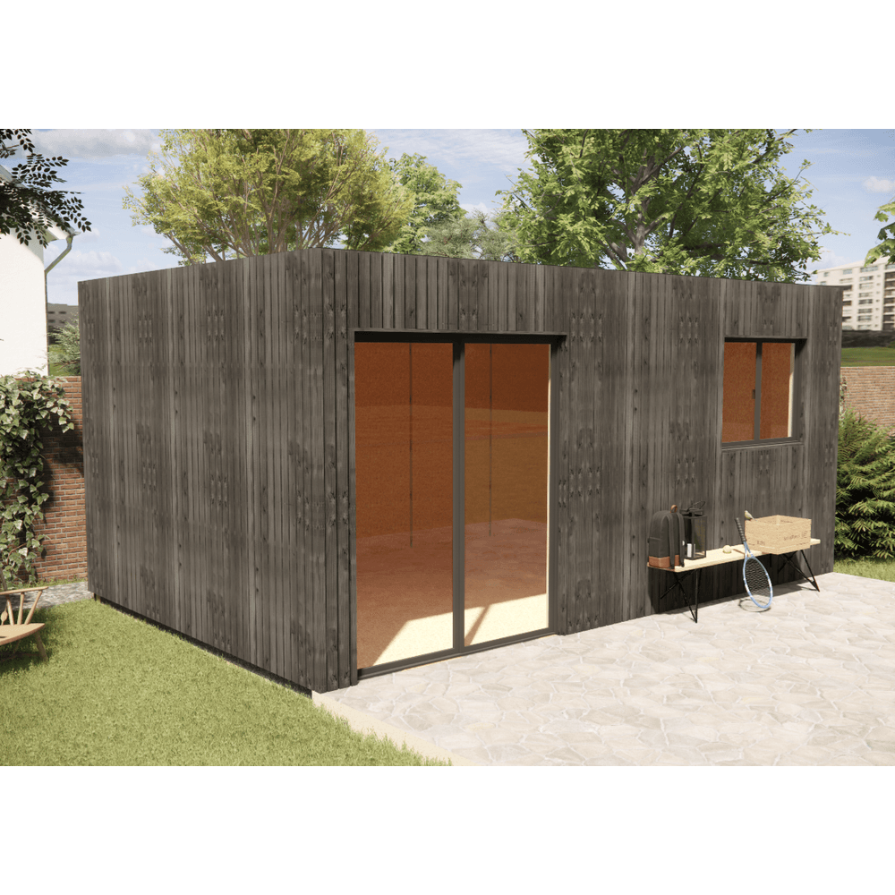 Studio de jardin bien isolé en bois 5,5 x 3,5 x 2,7 m / isolation re2020 avec plancher isolé
