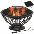 Brasero boule de feu cheminée foyer extérieur ø 76 x 50h cm grille à charbon couvercle tisonnier housse métal noir bronze