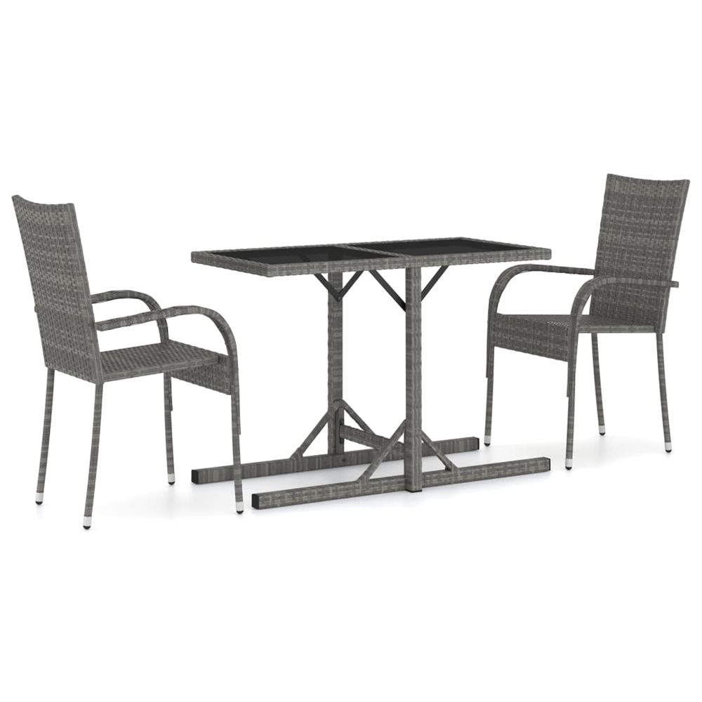 Ensemble à manger de jardin 3 pcs gris
