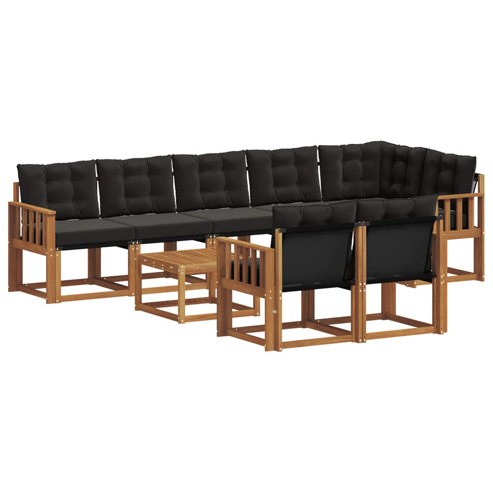 Ensemble de canapés d'extérieur 9 pcs naturel et noir