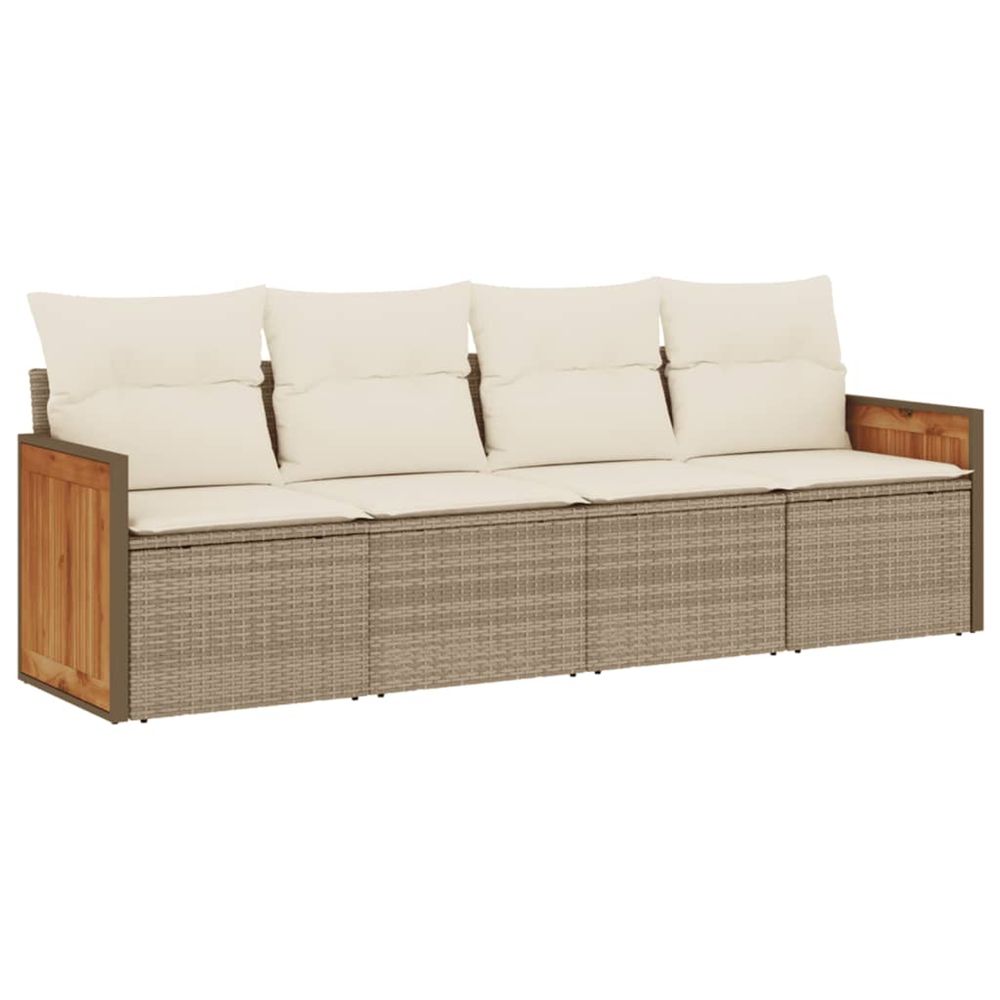 Salon de jardin avec coussins 4 pcs beige résine tressée