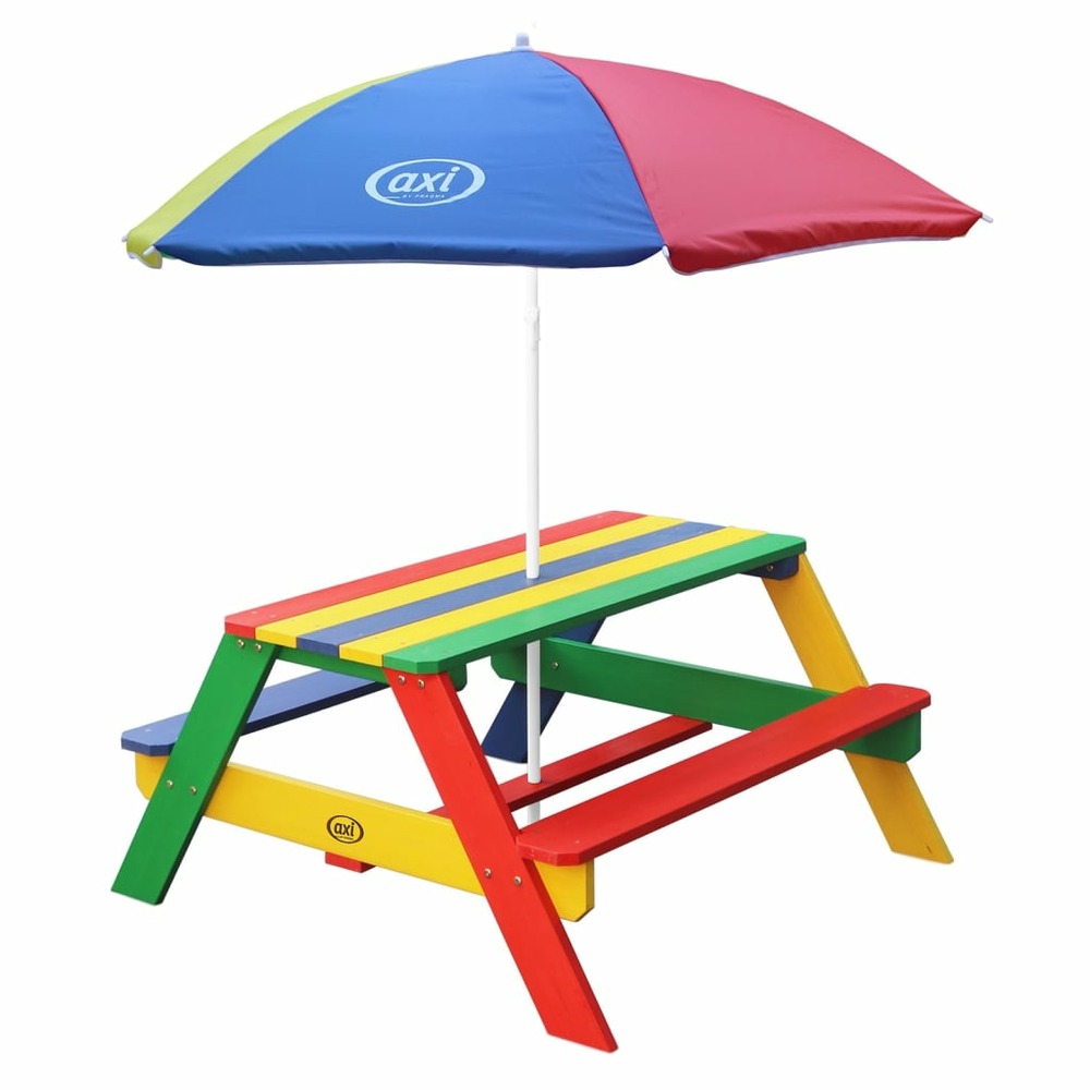 Table de pique-nique pour enfants nick avec parasol arc-en-ciel