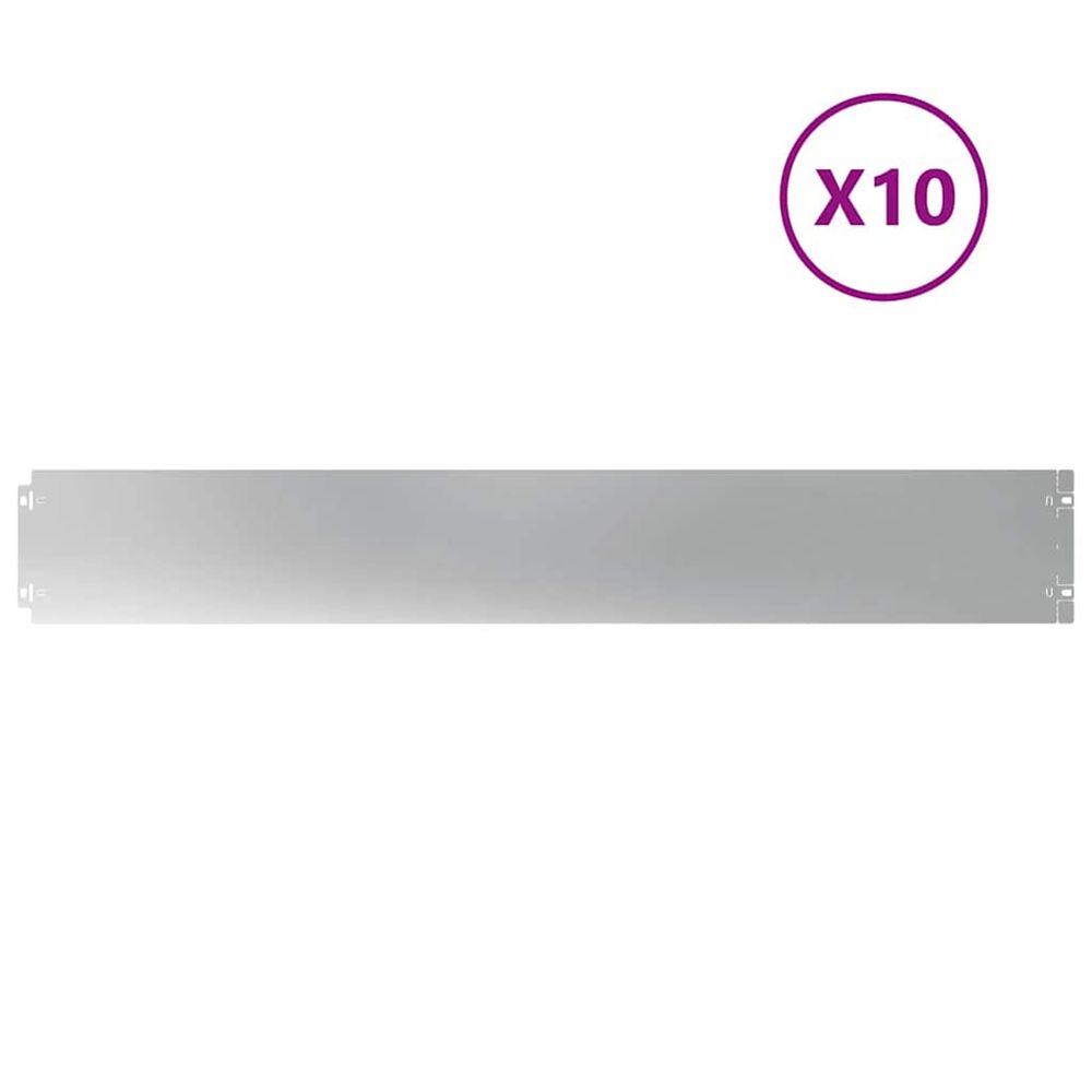 Bordure de pelouse 10 pc 15 x 103 cm acier galvanisé argenté