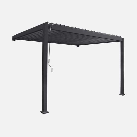 Pergola bioclimatique aluminium adossée lames orientables 4x3m triomphe
