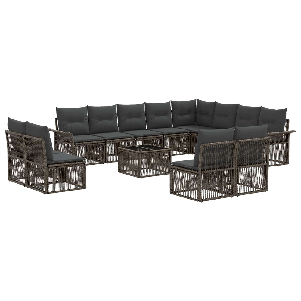 Ensemble de canapé de jardin 13 pcs gris polyrotin