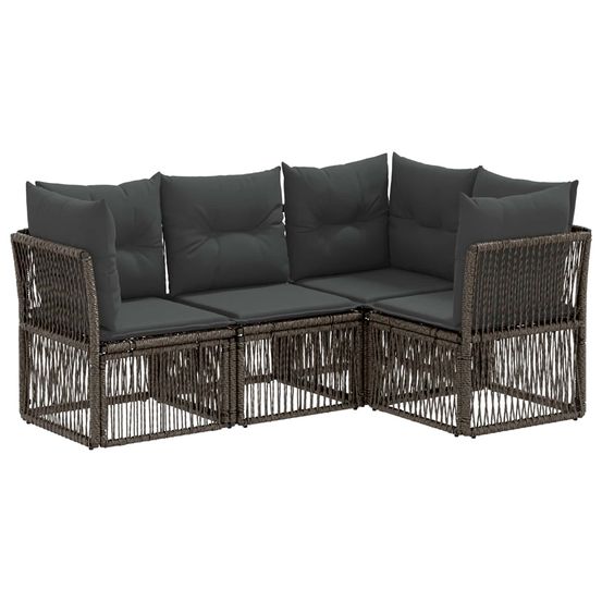 Ensemble de canapé de jardin 4 pc gris polyrotin