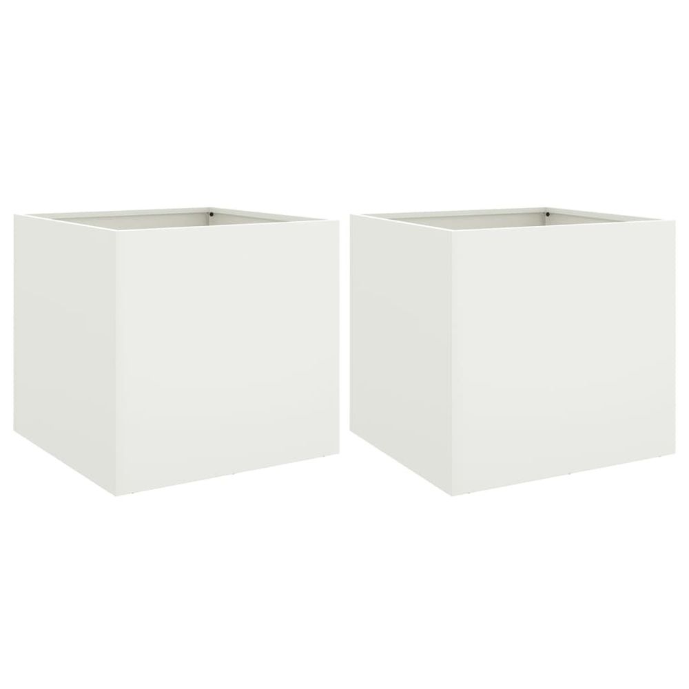 Jardinières 2 pcs blanc 49x47x46 cm acier