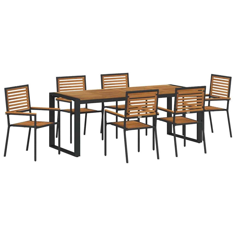 Ensemble de salle à manger pour jardin 7 pc noir et marron