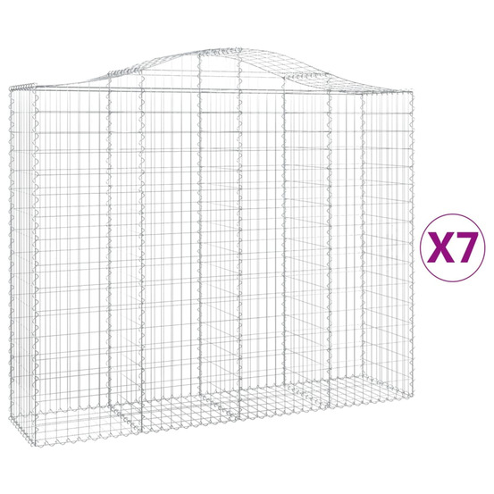 Paniers à gabions arqués 7 pcs 200x50x160/180 cm fer galvanisé