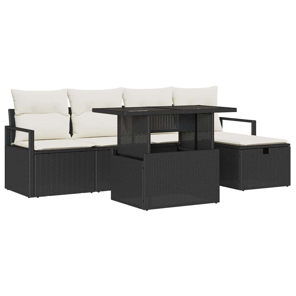 Ensemble de canapé de jardin 6 pc noir polyrotin