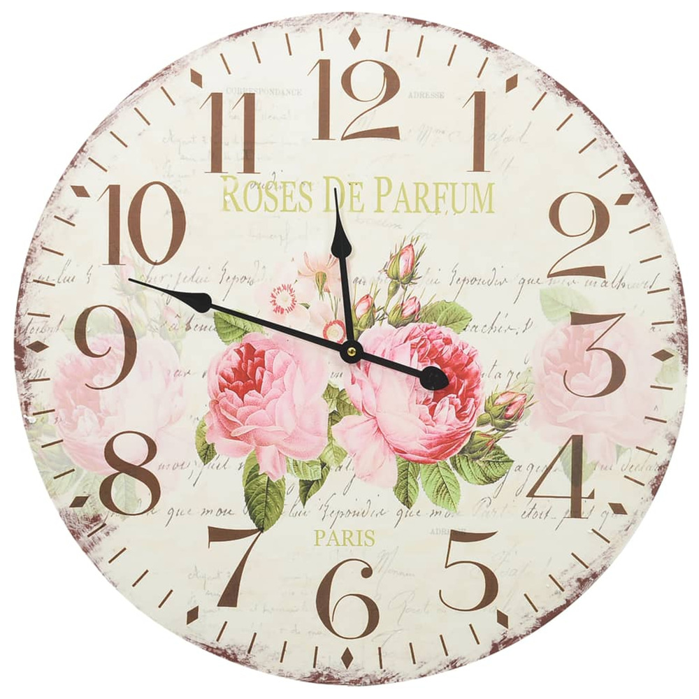 Horloge murale vintage fleur 60 cm