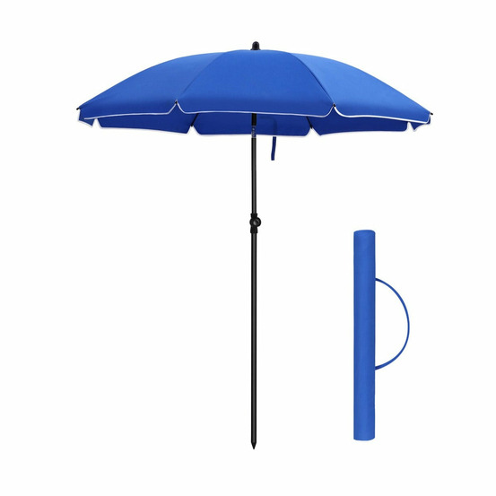 Parasol droit diamètre 160 cm uv 50+ nervures en fibre de verre toile polyester inclinable sac de transport terrasse jardin b