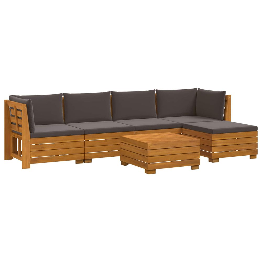 6 pc ensemble de canapés d'extérieur bois d'acacia massif