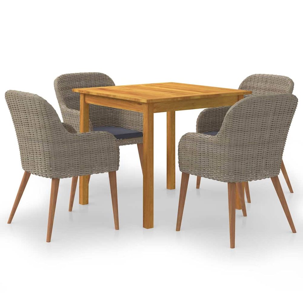 Ensemble à manger de jardin 5 pcs marron