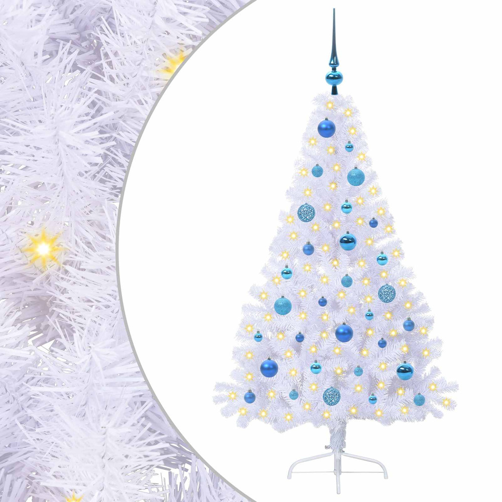 Sapin de noël artificiel avec 150 led blanc 150 cm pvc et acier