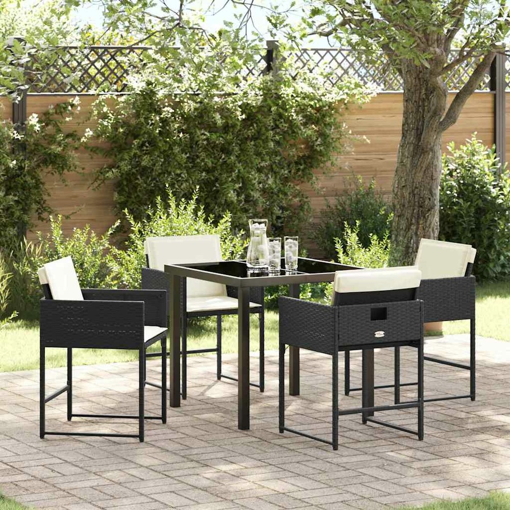 Ensemble de salle à manger pour jardin 5 pcs noir polyrotin