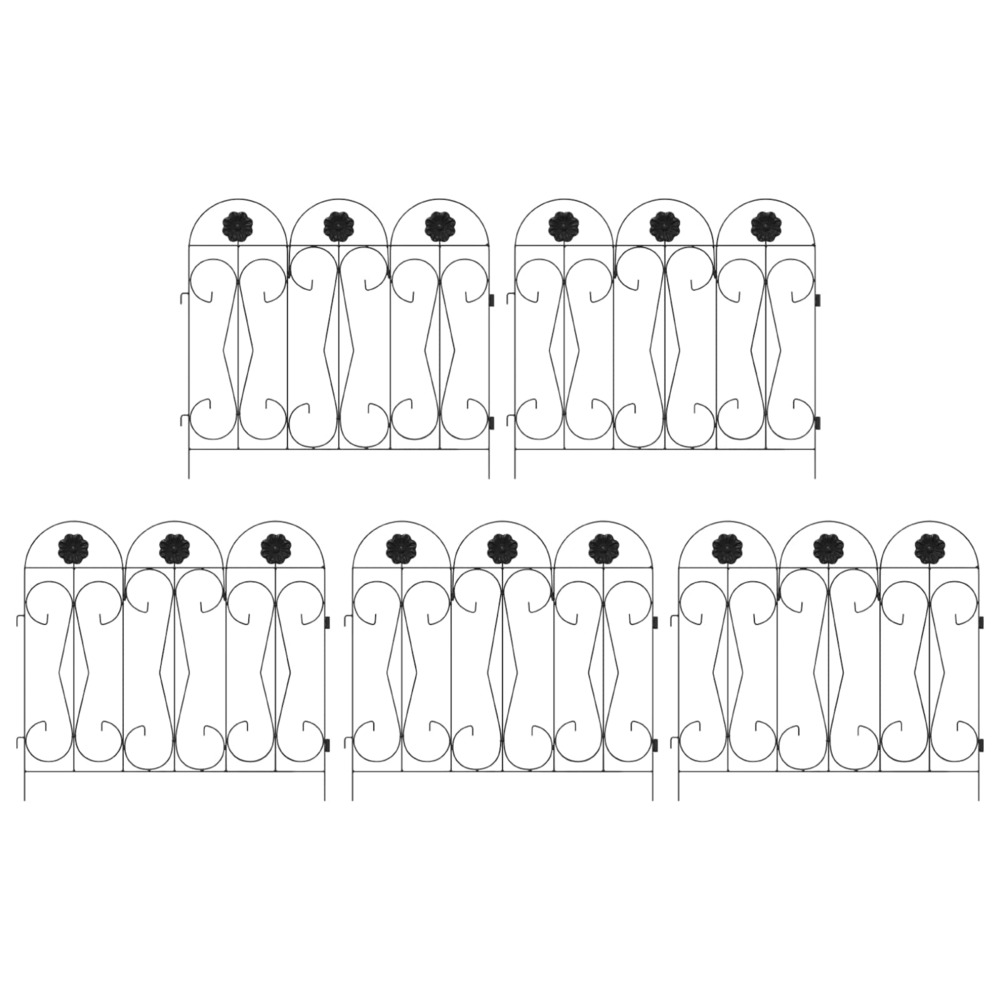 Clôture de jardin 5 pcs noir acier