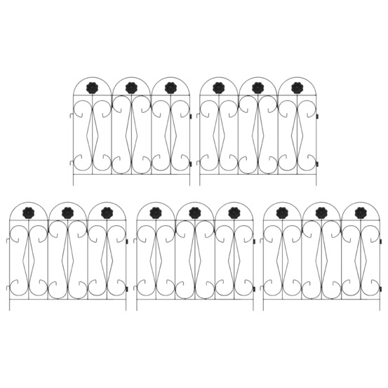 Clôture de jardin 5 pcs noir acier