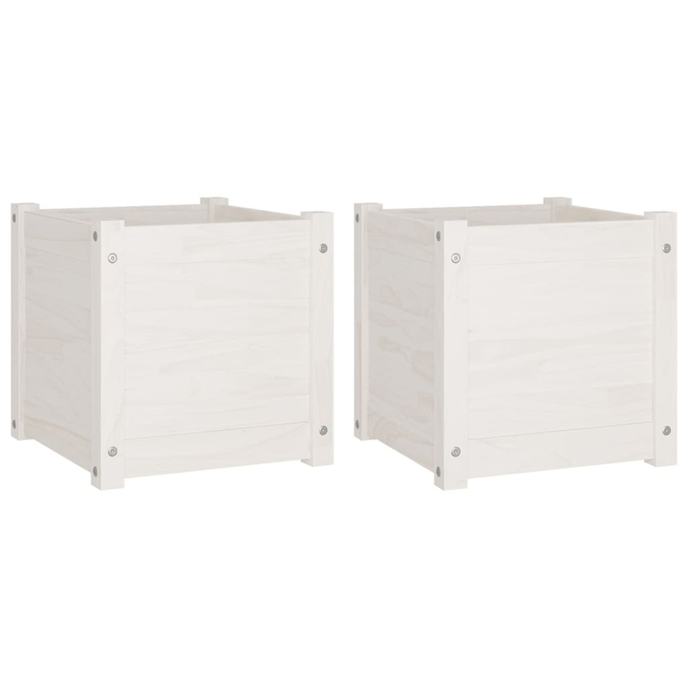 Jardinière d'extérieurs d'extérieur 2 pcs blanc 40x40x40 cm bois de pin