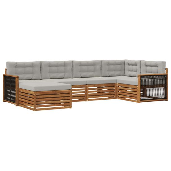 Ensemble de canapés d'extérieur 6 pc naturel et gris clair