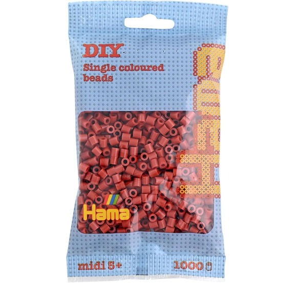 Sachet 1000 perles plastique midi marron rouge