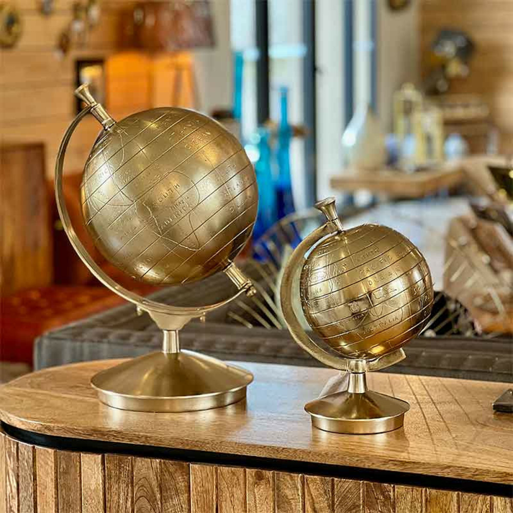 Globe déco aluminium doré 19x18x30cm