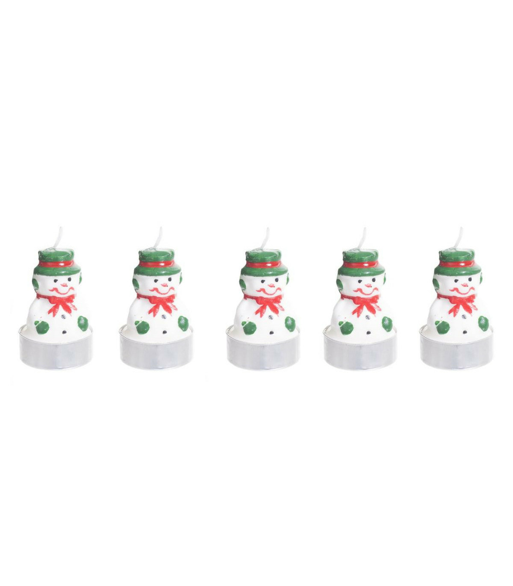 Lot de 5 bougies décorées noël h 5.6 cm