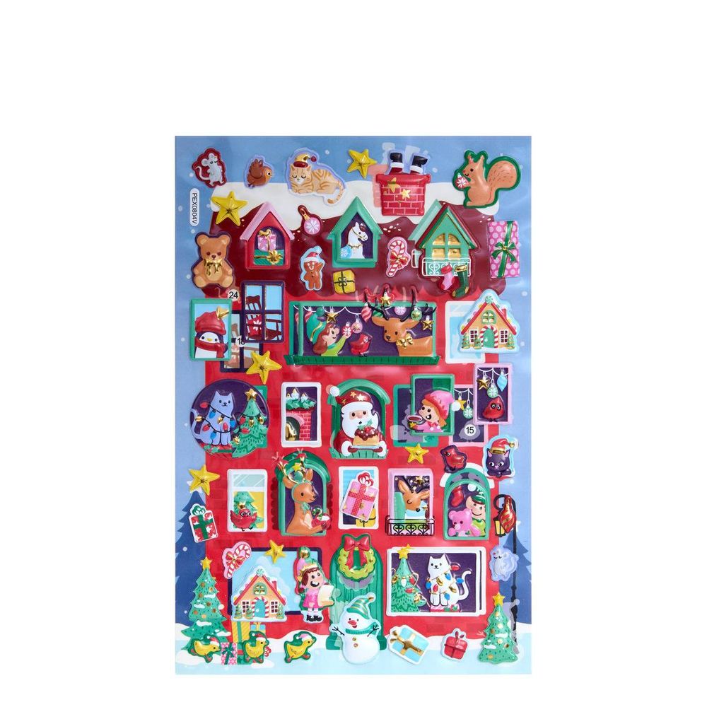 Sticker de noël en relief calendrier de l'avent 14 x 21 cm