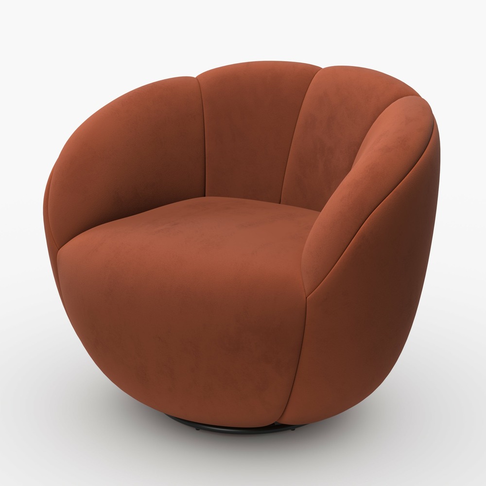 Ysé-fauteuil pivotant en velours rouge rouge brique