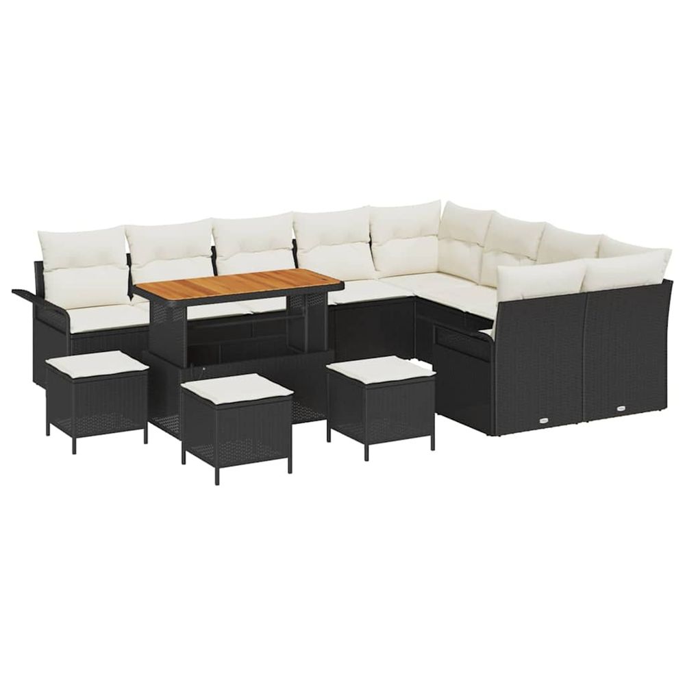 Ensemble de canapé de jardin 13 pc noir polyrotin