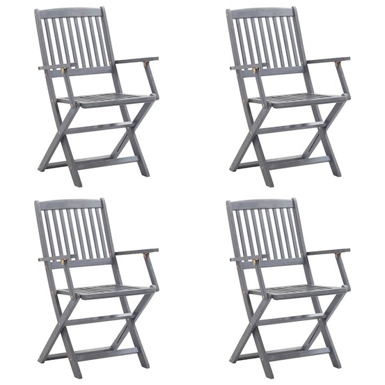 Chaises pliables d'extérieur lot de 4 et coussins bois d'acacia