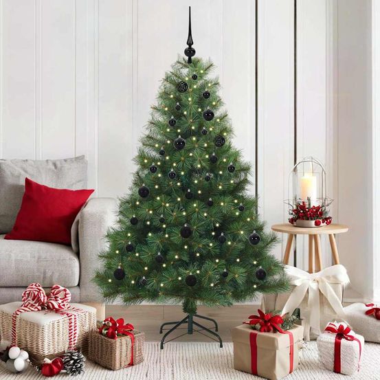 Sapin artificiel 150 cm pour salon, kit déco complet avec 150 led et 61 boules