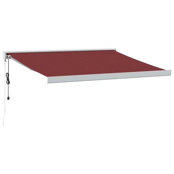 Auvent rétractable bordeaux 350 x 250 cm tissu et métal
