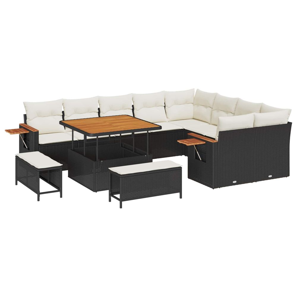 Ensemble de canapé de jardin 12 pc noir polyrotin