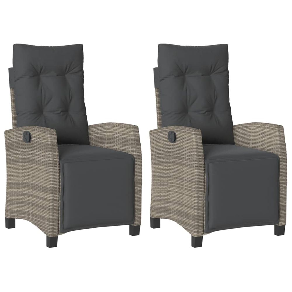 Chaises inclinables de jardin lot de 2 et repose-pied rotin