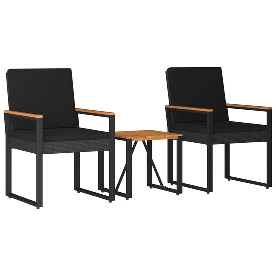Ensemble de meubles d'extérieur 3 pc noir polyrotin