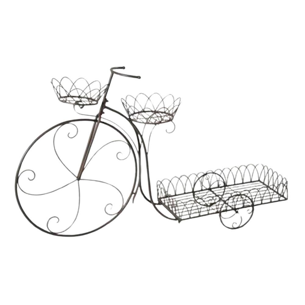 Vélo porte plantes jardinière jardin extérieur métal marron 114cm