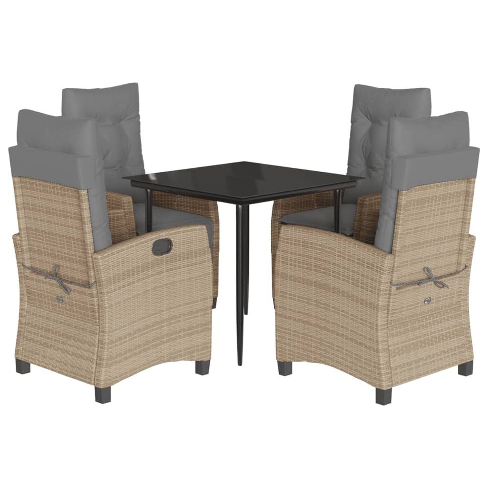 Ensemble à manger de jardin coussins 5 pcs mélange beige rotin